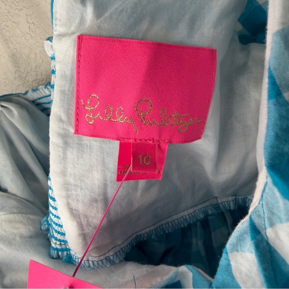 NWT Lilly Pulitzer Sarafina Short Sleeve Top Women’s Size 10 Turquoise Oasis - Picture 8 of 12